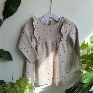 Cream Polka Dot Ruffle Baby Dress